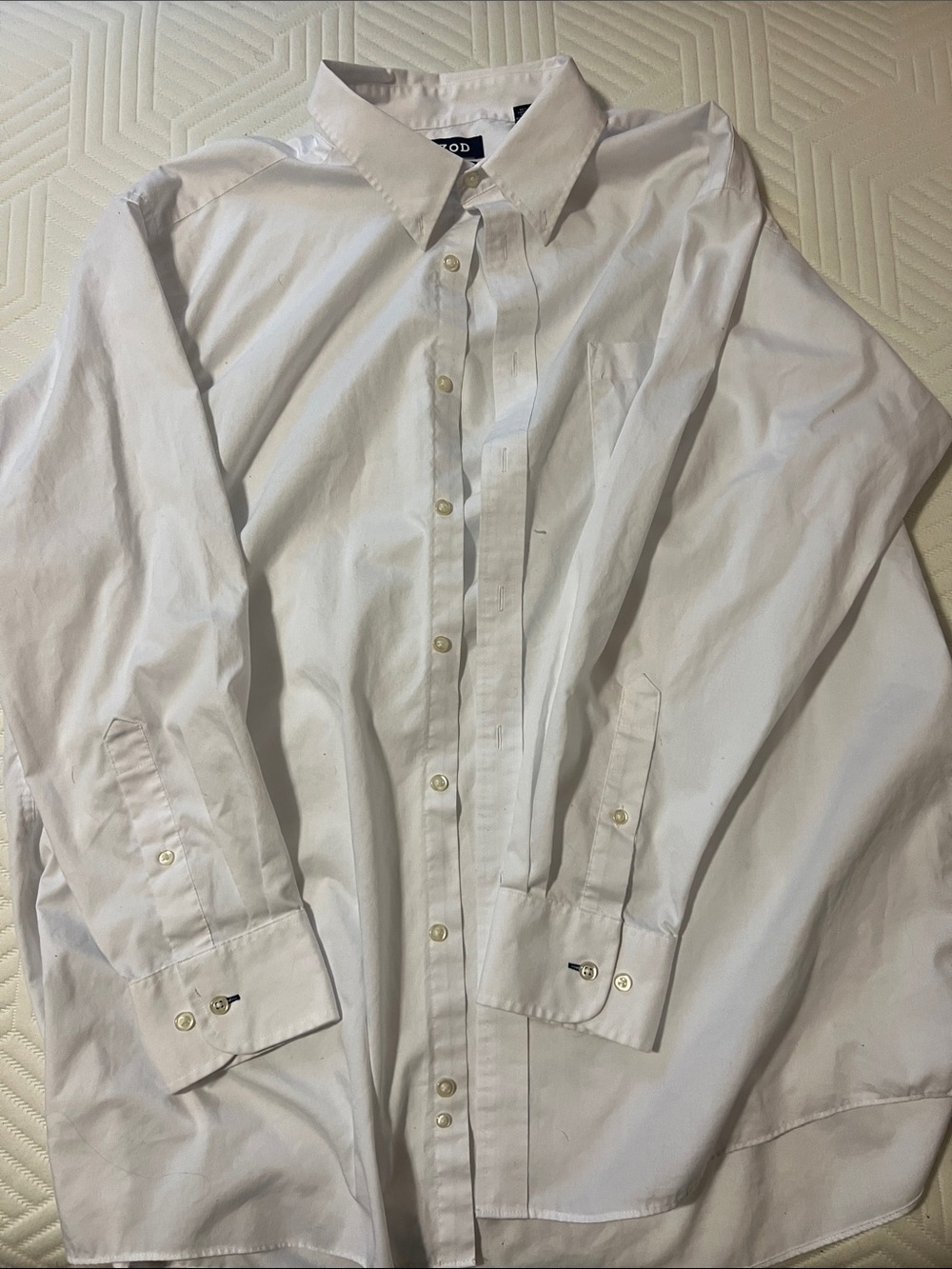 Izod White Cotton Button-Up Dress Shirt